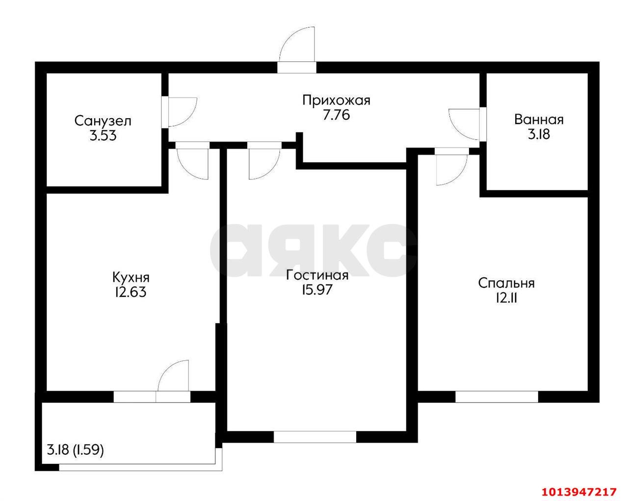 Фото №4: 2-комнатная квартира 55&nbsp;м², 6/9&nbsp;эт. - Краснодар, Прикубанский внутригородской округ, мкр. жилой комплекс Облака, ул. имени Генерала Корнилова, 9к2