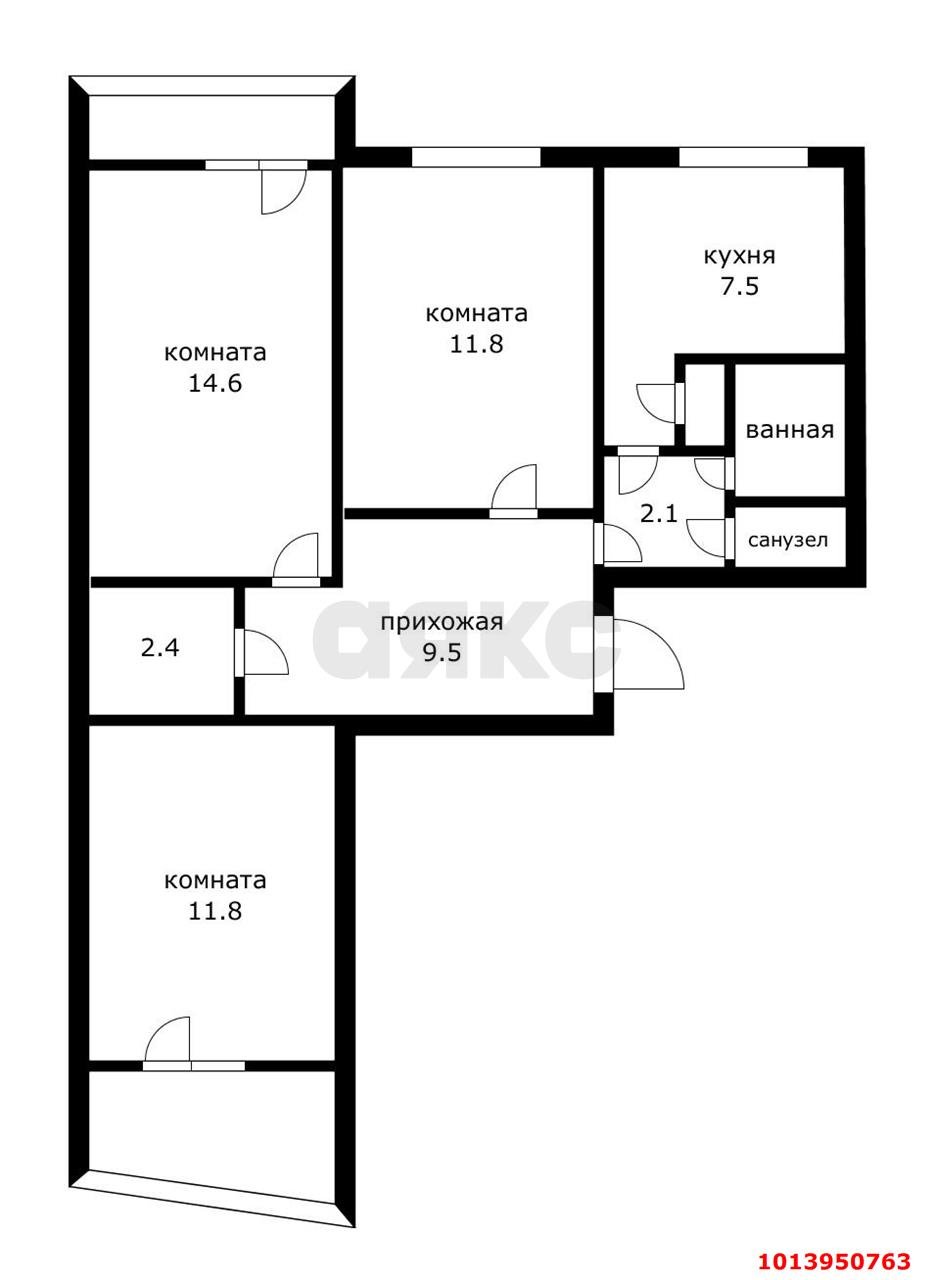 Фото №16: 3-комнатная квартира 64&nbsp;м², 5/9&nbsp;эт. - Краснодар, Карасунский внутригородской округ, мкр. Комсомольский, ул. Тюляева, 25