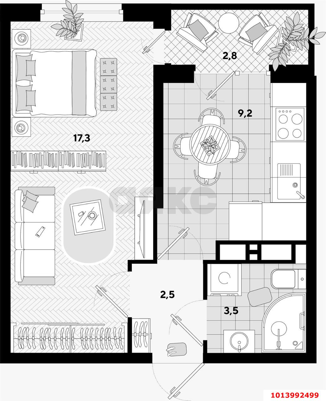 Фото №13: 1-комнатная квартира 32&nbsp;м², 15/25&nbsp;эт. - Краснодар, Прикубанский внутригородской округ, мкр. Парк Победы, ул. Героя Пешкова, 14