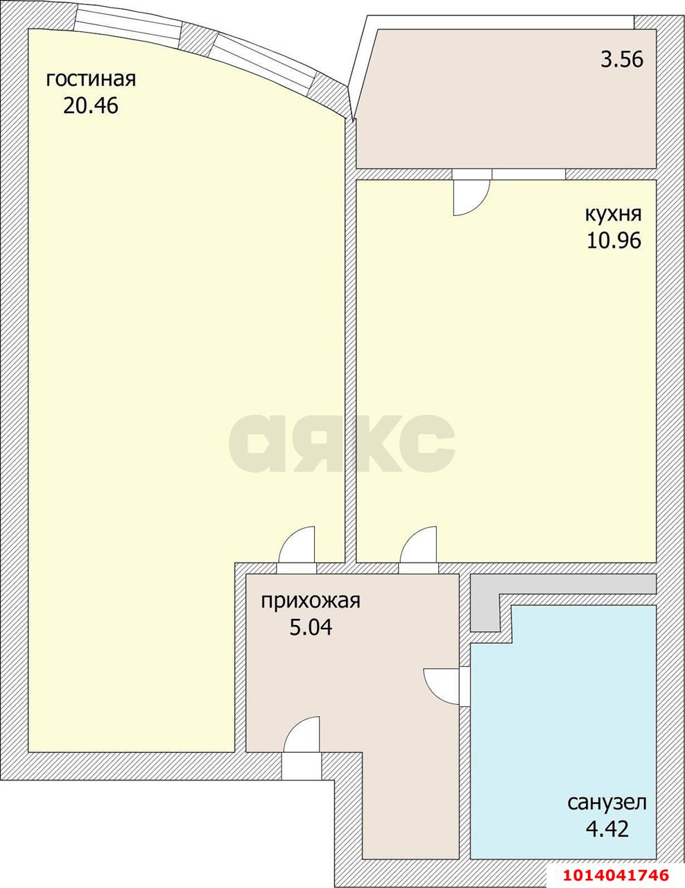 Фото №3: 1-комнатная квартира 46&nbsp;м², 8/22&nbsp;эт. - Краснодар, Карасунский внутригородской округ, Хлопчато-бумажный Комбинат, мкр. ЖК Альфа, ул. Уральская, 100