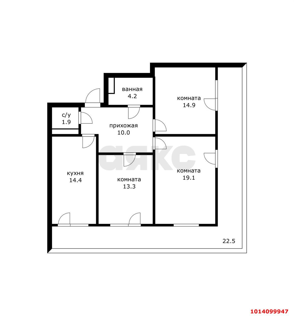 Фото №11: 3-комнатная квартира 100&nbsp;м², 18/19&nbsp;эт. - Краснодар, Карасунский внутригородской округ, мкр. жилой комплекс Рассвет, ул. Гидростроителей, 67