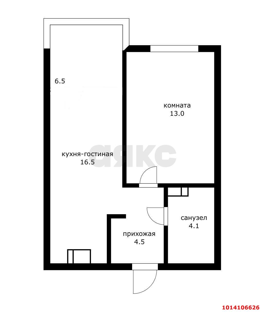Фото №6: 1-комнатная квартира 44&nbsp;м², 23/24&nbsp;эт. - Краснодар, Прикубанский внутригородской округ, мкр. Любимово, 18