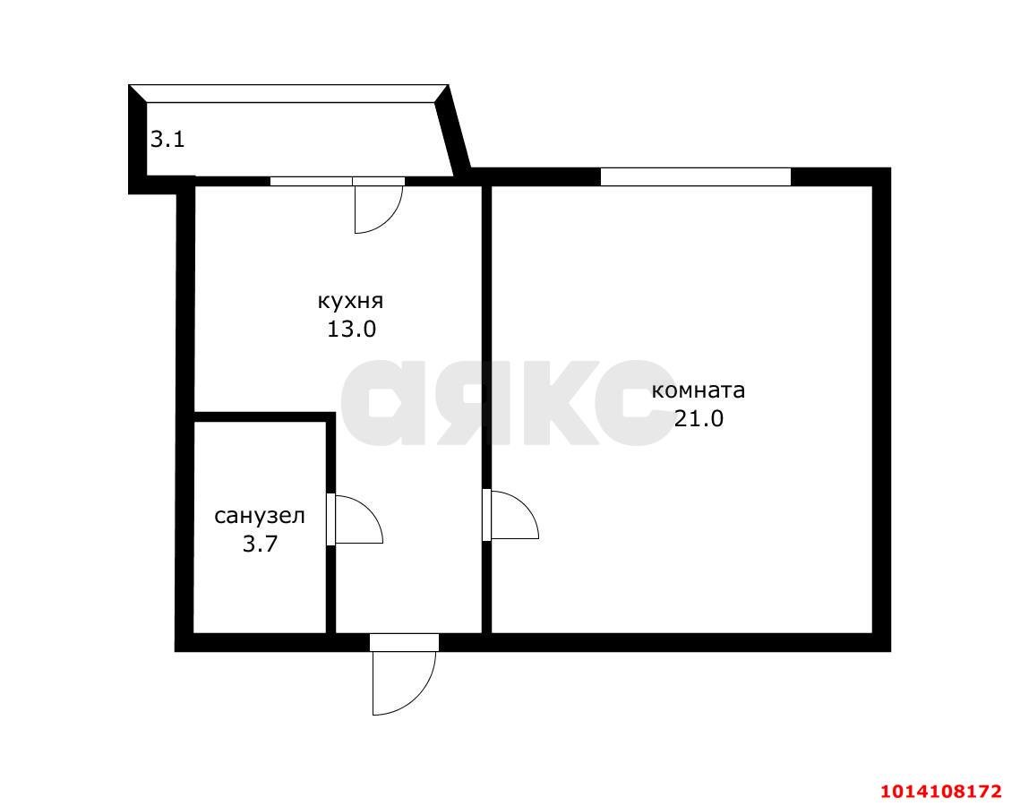 Фото №4: 1-комнатная квартира 40&nbsp;м², 5/6&nbsp;эт. - Российский, мкр. Прикубанский внутригородской округ, пр-д Тверской, 5