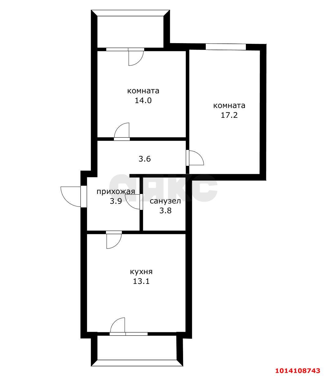Фото №13: 2-комнатная квартира 58&nbsp;м², 4/6&nbsp;эт. - Краснодар, Прикубанский внутригородской округ, Музыкальный, мкр. ЖК Лучезарный, ул. Московская, 154к2