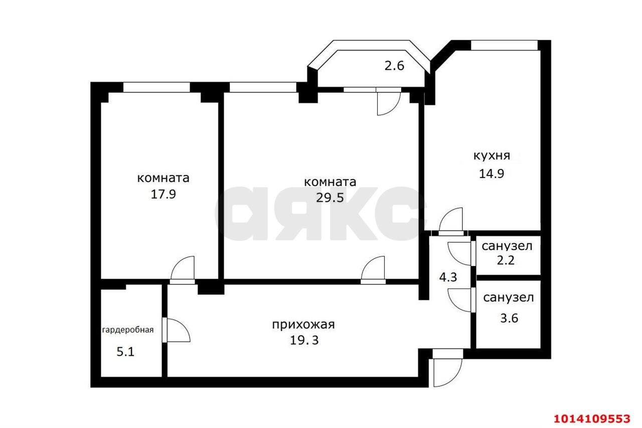 Фото №5: 3-комнатная квартира 97&nbsp;м², 6/15&nbsp;эт. - Краснодар, Западный внутригородской округ, мкр. Центральный, ул. Кубанская набережная, 56
