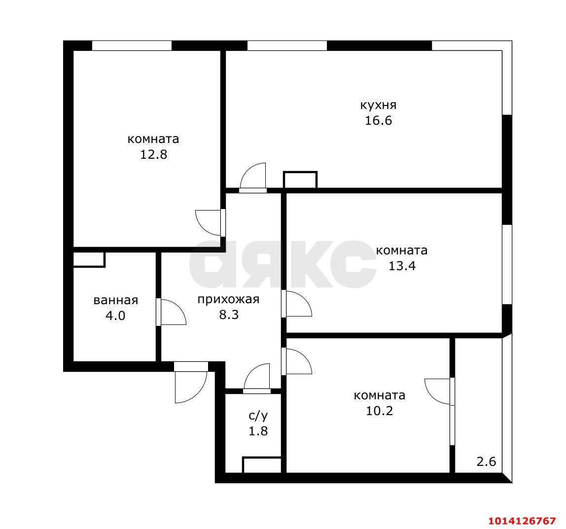 Фото №7: 3-комнатная квартира 70&nbsp;м², 14/16&nbsp;эт. - Краснодар, Прикубанский внутригородской округ, мкр. Догма Парк, ул. Марины Цветаевой, 1
