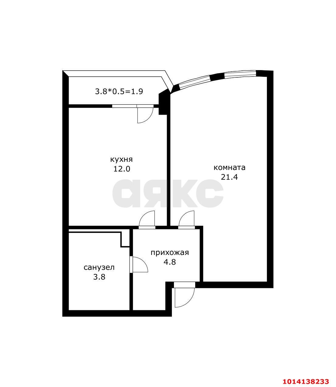 Фото №9: 1-комнатная квартира 42&nbsp;м², 2/21&nbsp;эт. - Краснодар, Прикубанский внутригородской округ, Школьный, Круглик, мкр. жилой комплекс Версаль, ул. Черниговская, 1