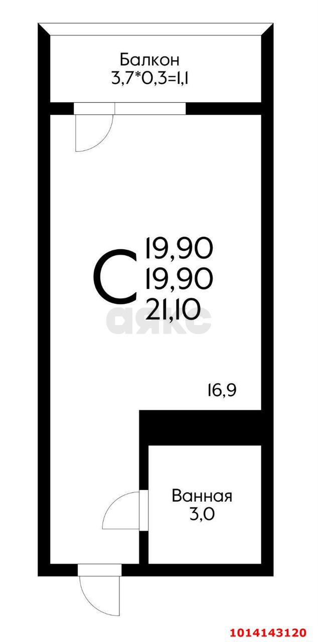Фото №10: Студия 22&nbsp;м², 18/19&nbsp;эт. - Краснодар, Прикубанский внутригородской округ, имени Петра Метальникова, мкр. жилой комплекс Радуга, ул. Евгении Жигуленко, 7