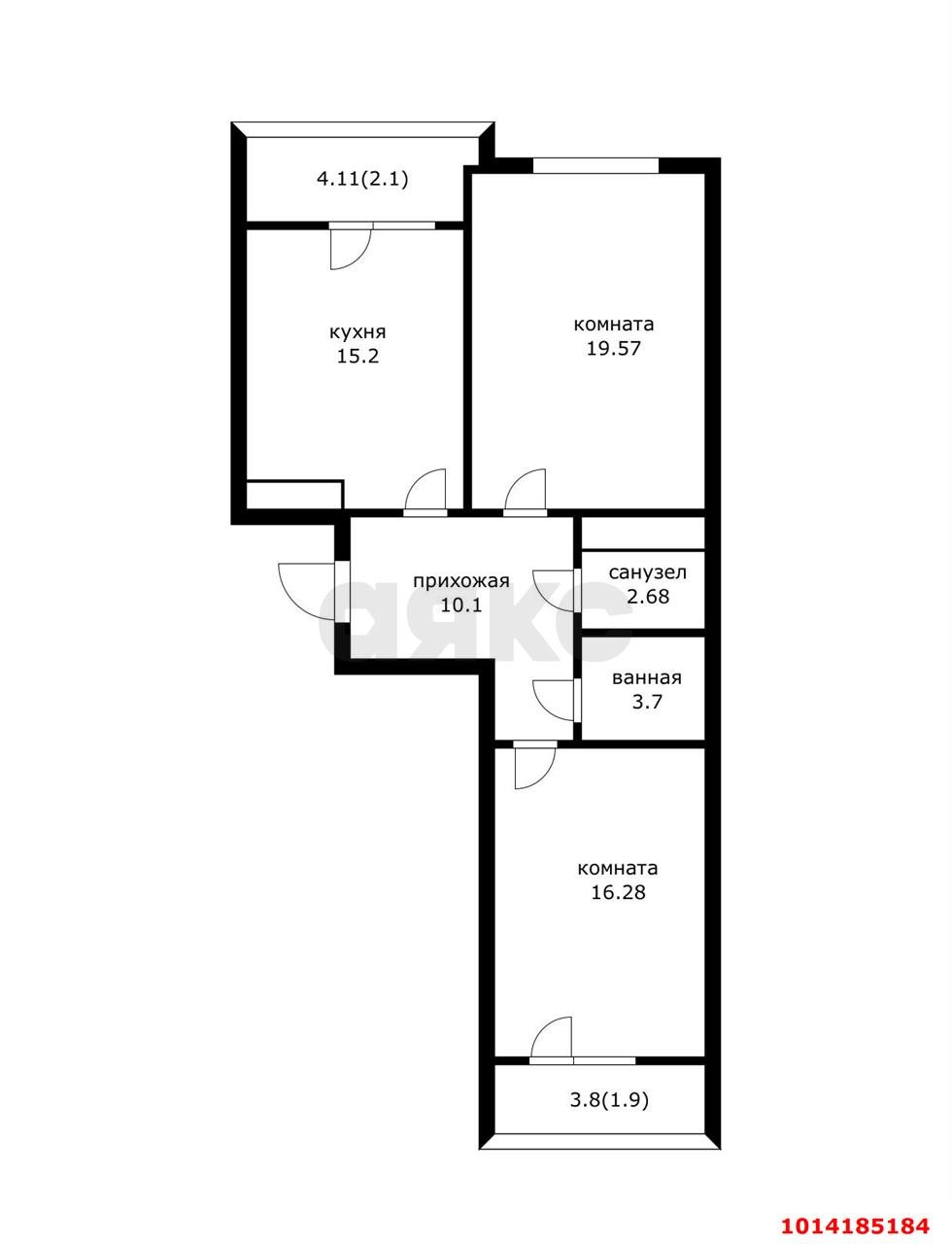 Фото №12: 2-комнатная квартира 71&nbsp;м², 10/16&nbsp;эт. - Краснодар, Западный внутригородской округ, мкр. ЖК Аврора, ул. имени Дзержинского, 95