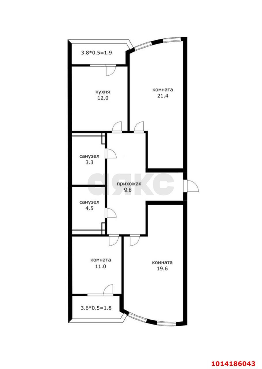 Фото №20: 3-комнатная квартира 93&nbsp;м², 2/19&nbsp;эт. - Краснодар, Прикубанский внутригородской округ, Школьный, Круглик, мкр. жилой комплекс Версаль, ул. Черниговская, 1