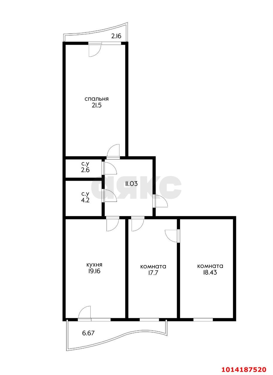 Фото №13: 3-комнатная квартира 110&nbsp;м², 15/20&nbsp;эт. - Краснодар, Центральный внутригородской округ, Дубинка, жилой комплекс Радонеж, мкр. Черёмушки, ул. Вишняковой, 1/23к2