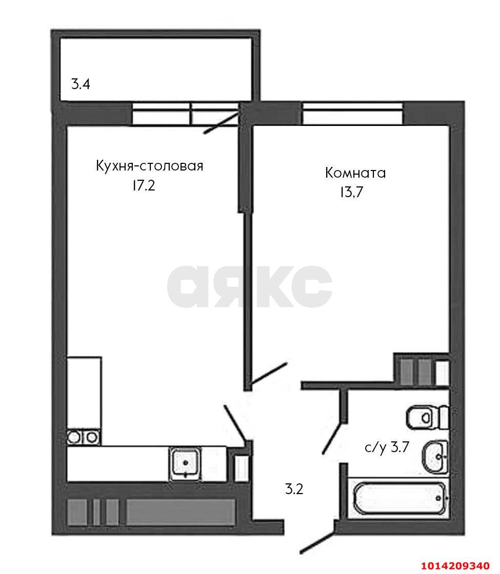 Фото №17: 1-комнатная квартира 42&nbsp;м², 8/18&nbsp;эт. - Краснодар, Карасунский внутригородской округ, мкр. жилой комплекс Ясный, ул. Гидростроителей, 62к2