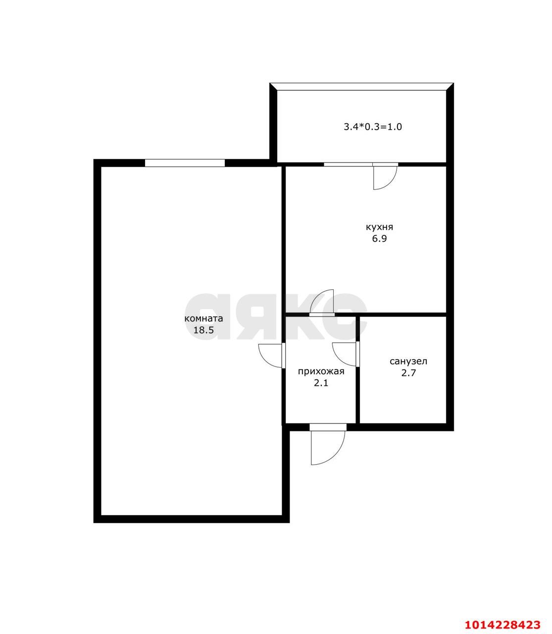 Фото №9: 1-комнатная квартира 30&nbsp;м², 4/5&nbsp;эт. - Новая Адыгея, мкр. ЖК Дарград, ул. Тургеневское шоссе, 33/1к10
