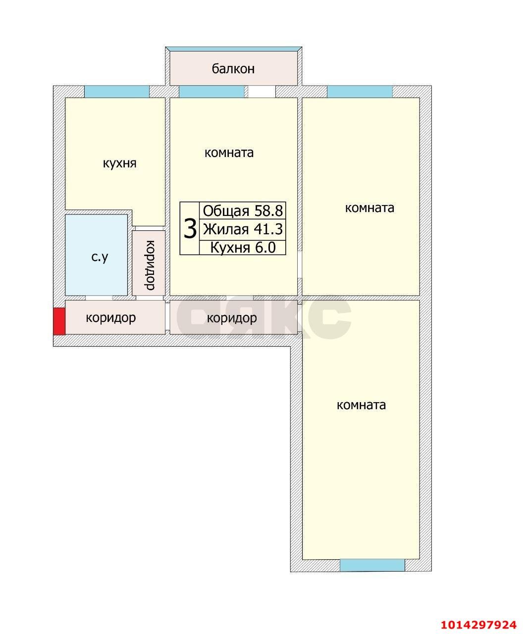 Фото №16: 3-комнатная квартира 58&nbsp;м², 3/5&nbsp;эт. - Краснодар, мкр. Западный внутригородской округ, ул. Красная, 149