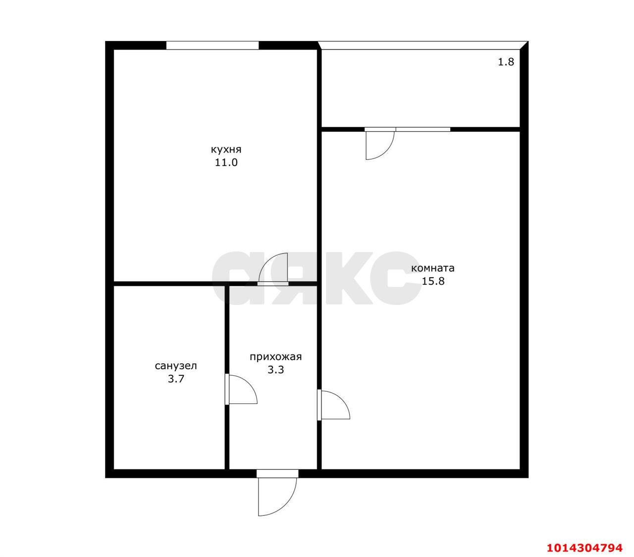 Фото №4: 1-комнатная квартира 33&nbsp;м², 2/5&nbsp;эт. - Новая Адыгея, мкр. жилой комплекс Мега, ул. Бжегокайская, 90/5к1