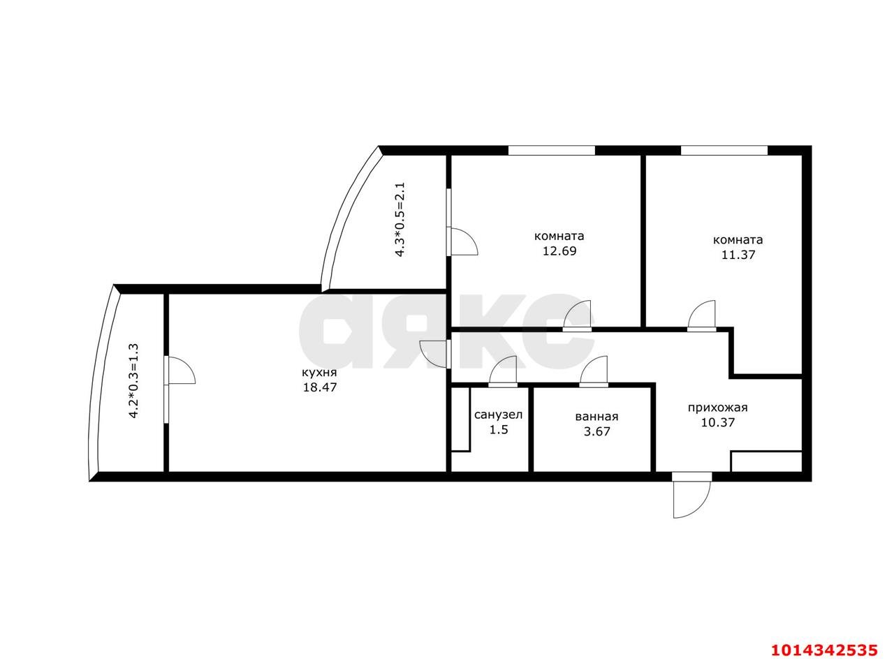 Фото №8: 2-комнатная квартира 62&nbsp;м², 22/24&nbsp;эт. - Краснодар, Прикубанский внутригородской округ, Прикубанский внутригородской округ, ЖК Лучший, ЖК Лучший, имени Петра Метальникова, мкр. имени Петра Метальникова, ул. Петра Метальникова, 36