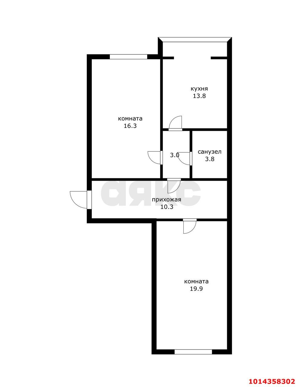 Фото №14: 2-комнатная квартира 67&nbsp;м², 3/5&nbsp;эт. - Яблоновский, ул. Гагарина, 148/2