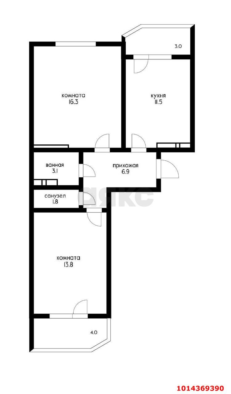 Фото №14: 2-комнатная квартира 55&nbsp;м², 10/22&nbsp;эт. - Краснодар, Прикубанский внутригородской округ, мкр. Достояние, ул. Григория Булгакова, 10