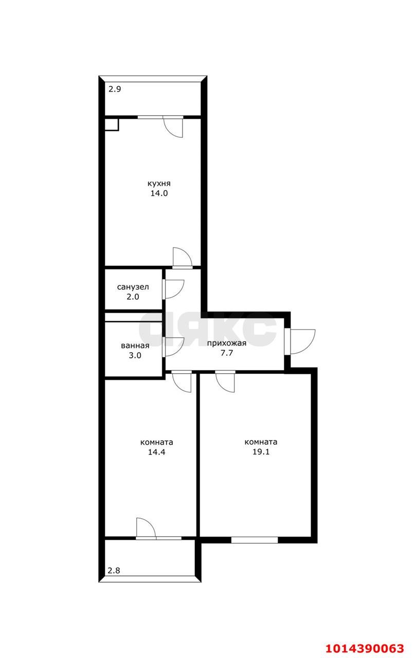 Фото №1: 2-комнатная квартира 60&nbsp;м², 4/4&nbsp;эт. - Адыгейск, ул. Фрунзе, 1