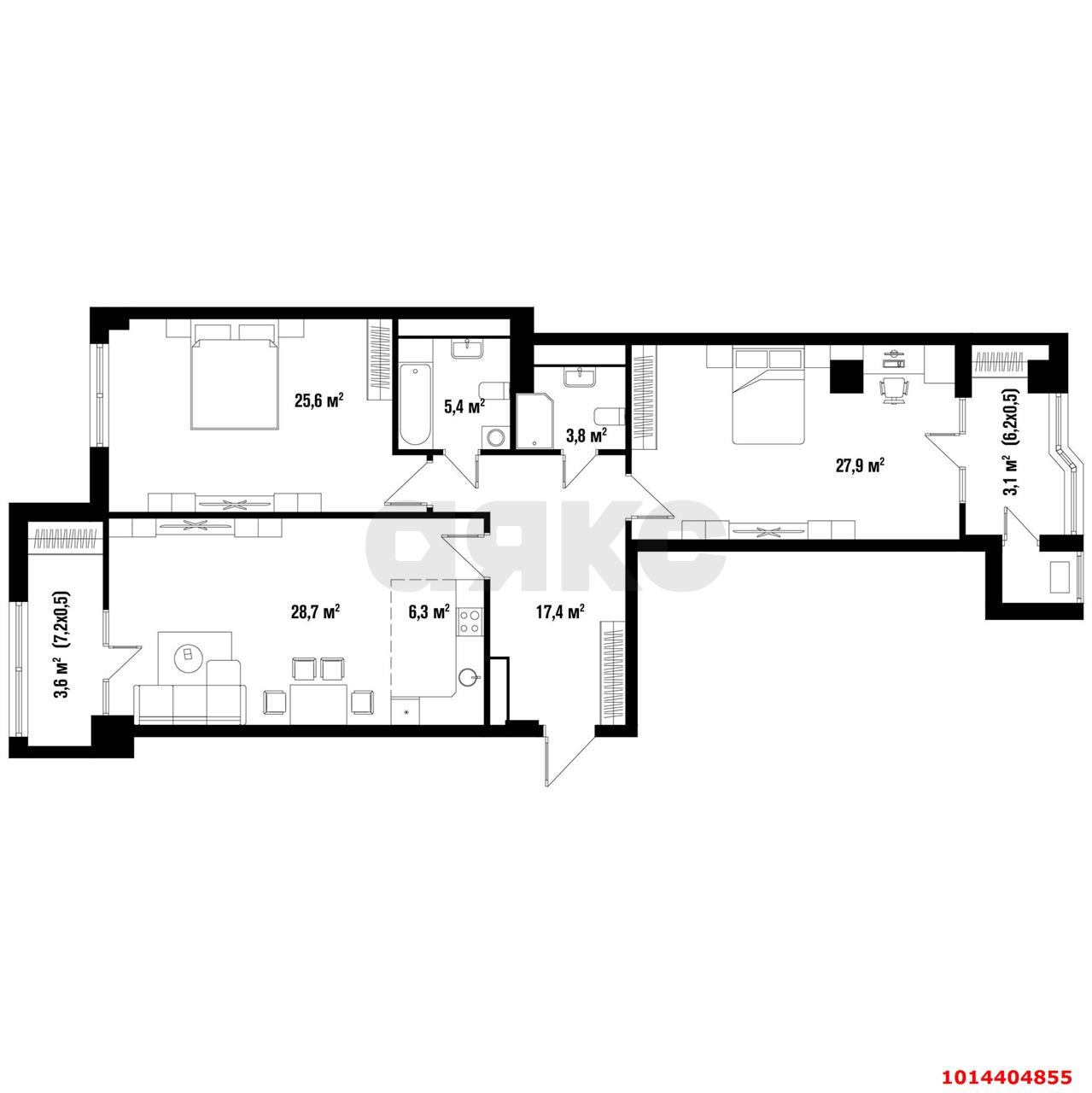 Фото №1: 3-комнатная квартира 122&nbsp;м², 15/15&nbsp;эт. - Краснодар, Прикубанский внутригородской округ, Завод Измерительных Приборов, мкр. ЖК Девелопмент Плаза, ул. имени 40-летия Победы, 33Г