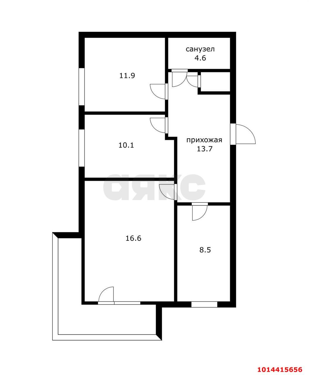 Фото №15: 3-комнатная квартира 72&nbsp;м², 6/14&nbsp;эт. - Краснодар, Западный внутригородской округ, Горгаз, мкр. Центральный, ул. Красина, 3/3