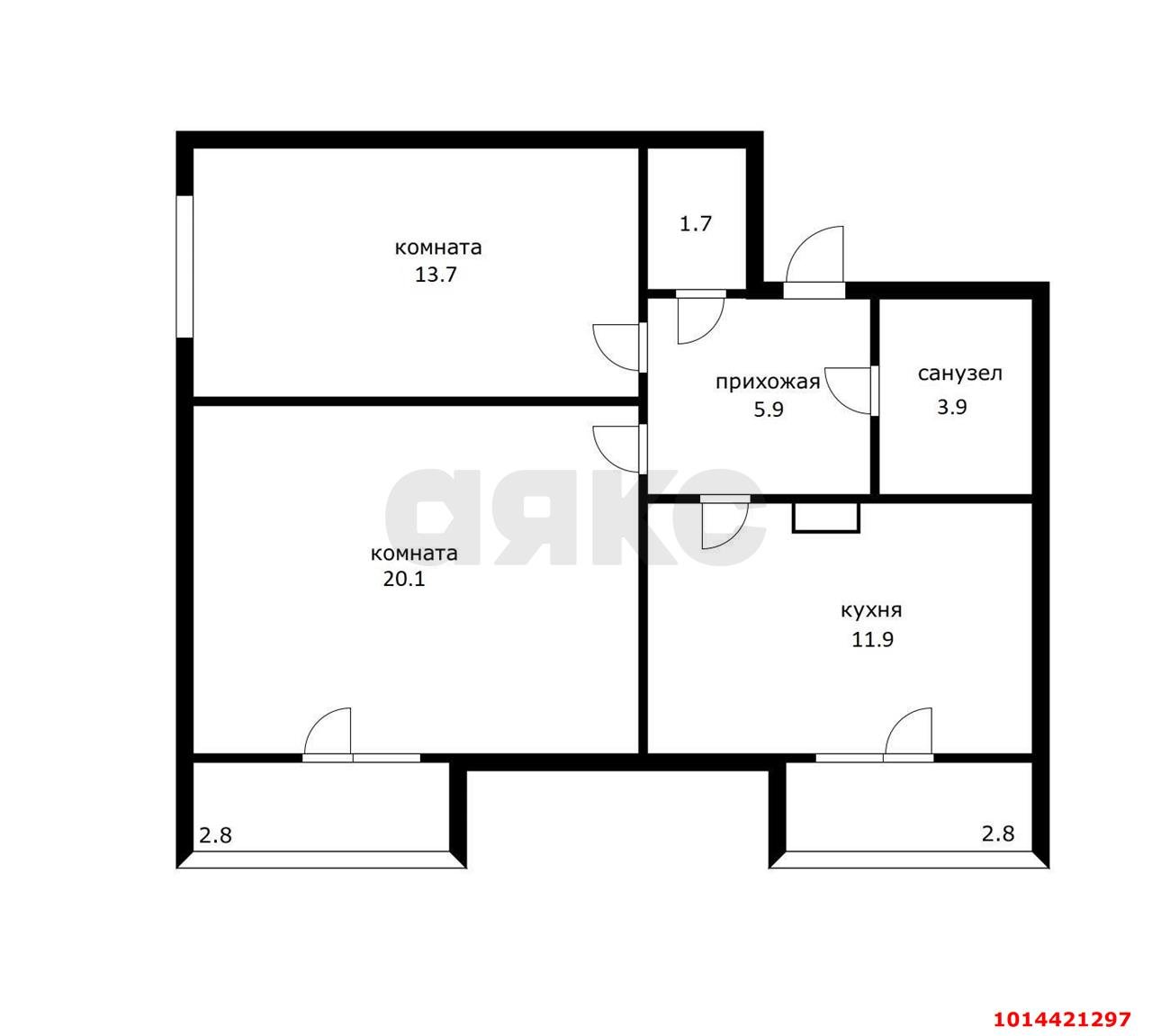 Фото №2: 2-комнатная квартира 58&nbsp;м², 4/4&nbsp;эт. - Адыгейск, пр-кт Ленина, 31