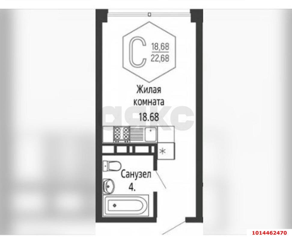 Фото №11: Студия 22&nbsp;м², 6/17&nbsp;эт. - Краснодар, Центральный внутригородской округ, мкр. Черёмушки, ул. Обрывная, 132/1к4