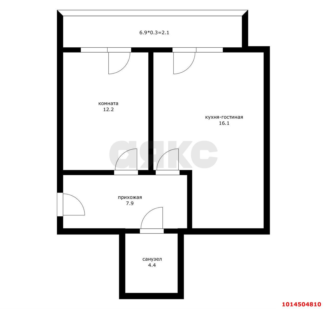 Фото №6: 2-комнатная квартира 55&nbsp;м², 1/6&nbsp;эт. - Новая Адыгея, мкр. жилой комплекс Золотая линия 2, ул. Бжегокайская, 25к1