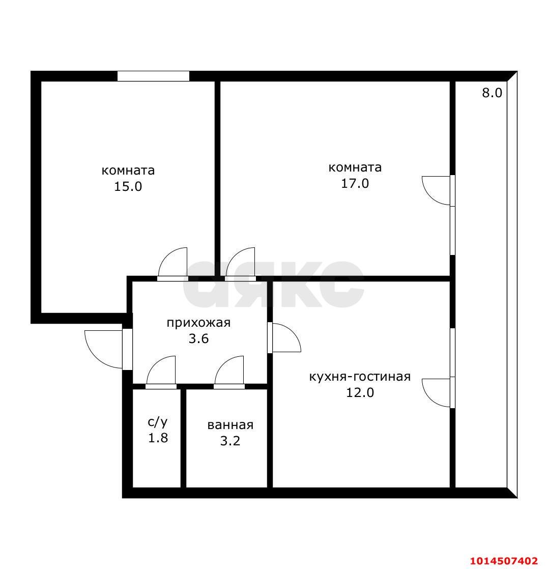 Фото №11: 2-комнатная квартира 56&nbsp;м², 1/4&nbsp;эт. - Новая Адыгея, мкр. жилой комплекс Парковый, ул. Бжегокайская, 21/2к1