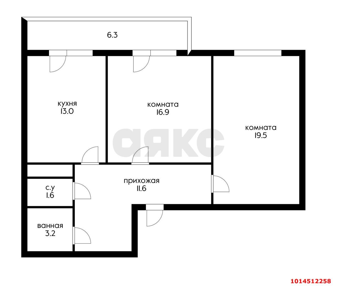 Фото №15: 2-комнатная квартира 72&nbsp;м², 15/16&nbsp;эт. - Краснодар, Прикубанский внутригородской округ, Музыкальный, мкр. ЖК Времена Года, ул. Евгении Жигуленко, 4