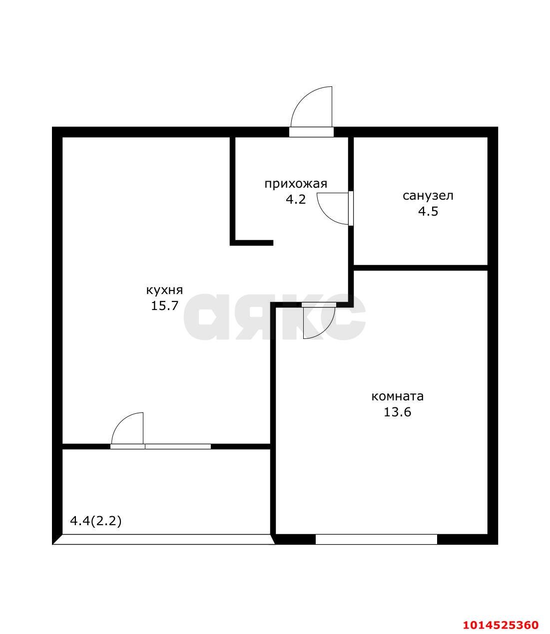 Фото №6: 1-комнатная квартира 44&nbsp;м², 2/10&nbsp;эт. - Краснодар, Карасунский внутригородской округ, мкр. ЖК Первое Место, ул. Виктора Казанцева, 1.3лит2