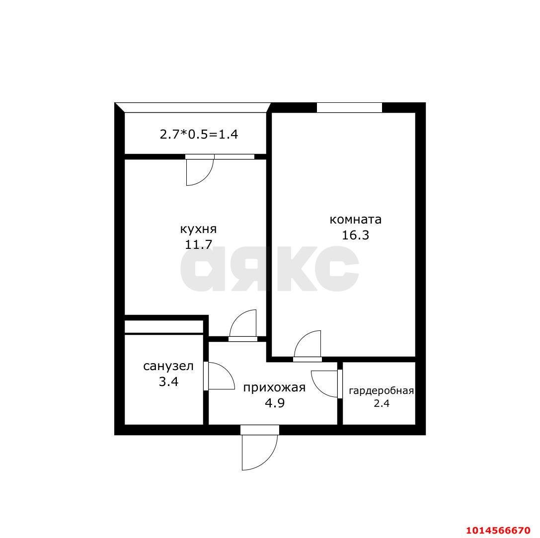 Фото №6: 1-комнатная квартира 43&nbsp;м², 2/18&nbsp;эт. - Краснодар, Прикубанский внутригородской округ, мкр. ЖК Красная Площадь, ул. им. Мурата Ахеджака, 12к4