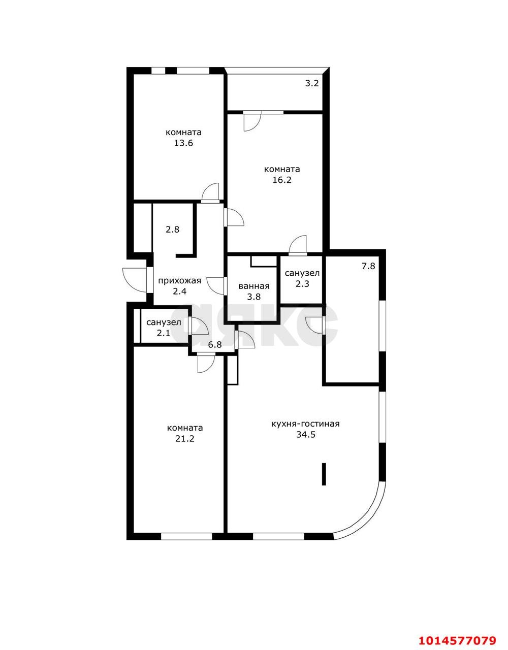 Фото №11: 3-комнатная квартира 125&nbsp;м², 18/18&nbsp;эт. - Краснодар, Прикубанский внутригородской округ, мкр. ЖК Эрмитаж, ул. им. Мурата Ахеджака, 20