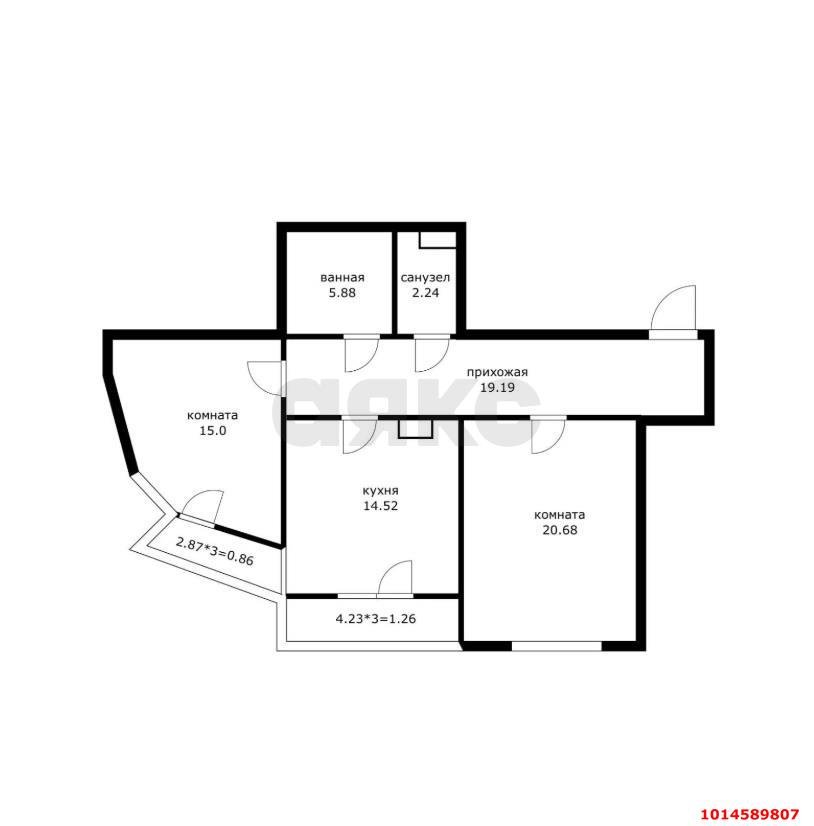 Фото №13: 2-комнатная квартира 85&nbsp;м², 2/16&nbsp;эт. - Краснодар, Западный внутригородской округ, мкр. Юбилейный, б-р Платановый, 4