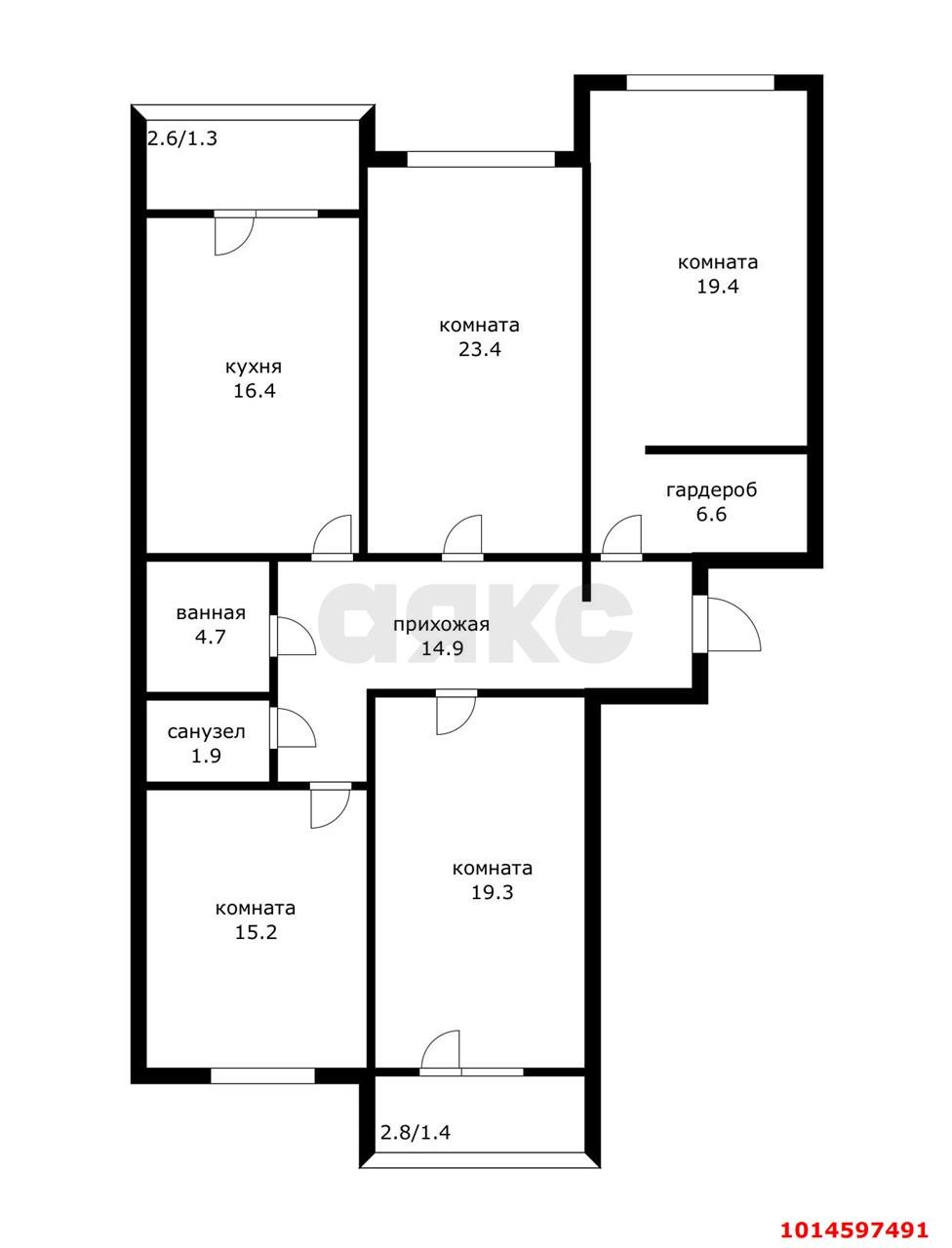 Фото №15: 4-комнатная квартира 121&nbsp;м², 17/18&nbsp;эт. - Краснодар, Западный внутригородской округ, Горогороды, ЖК Береговая-2, мкр. Центральный, ул. Береговая, 2к1