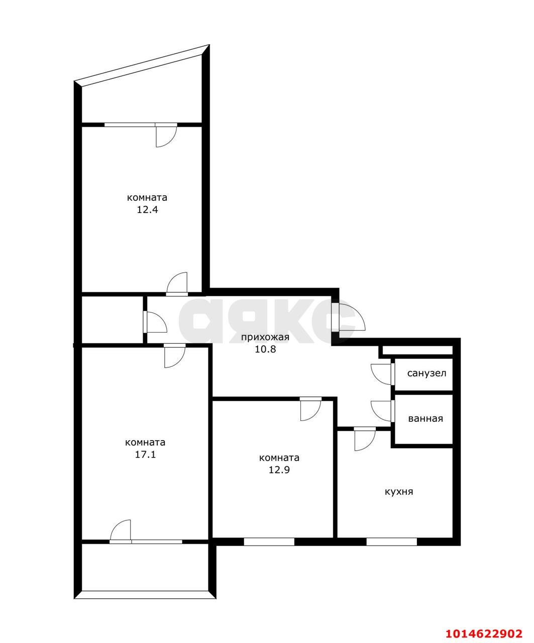 Фото №14: 3-комнатная квартира 75&nbsp;м², 1/10&nbsp;эт. - Краснодар, Западный внутригородской округ, мкр. Юбилейный, пр-кт Чекистов, 4