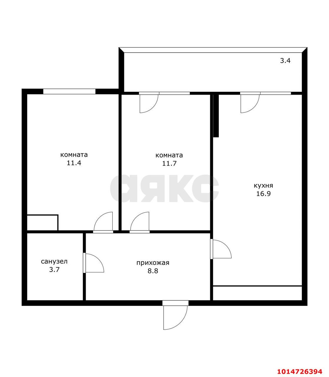 Фото №8: 2-комнатная квартира 51&nbsp;м², 13/24&nbsp;эт. - Краснодар, Прикубанский внутригородской округ, мкр. ЖК Абрикосово, ул. имени Героя Георгия Бочарникова, 4к2