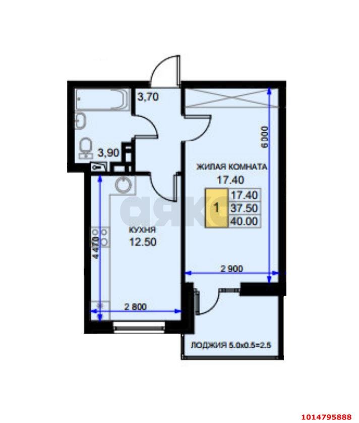 Фото №4: 1-комнатная квартира 41&nbsp;м², 4/7&nbsp;эт. - Южный, мкр. жилой комплекс История-2, ул. Екатерининская, 3к1