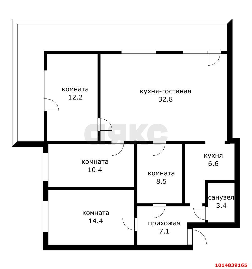 Фото №4: 4-комнатная квартира 95&nbsp;м², 2/2&nbsp;эт. - Яблоновский, ул. Железнодорожная, 11