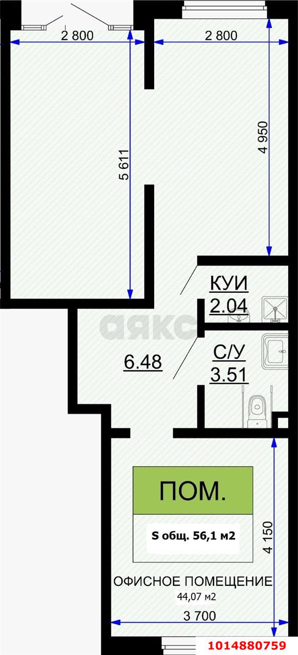 Фото №3: Торговое помещение 56&nbsp;м², 1/24&nbsp;эт. - Краснодар, Прикубанский внутригородской округ, мкр. жилой комплекс Свобода, ул. Домбайская, 55к2