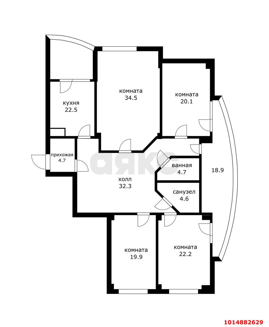 Фото №7: 4-комнатная квартира 184&nbsp;м², 4/6&nbsp;эт. - Краснодар, Западный внутригородской округ, Горгаз, мкр. Центральный, ул. Красина, 9/1