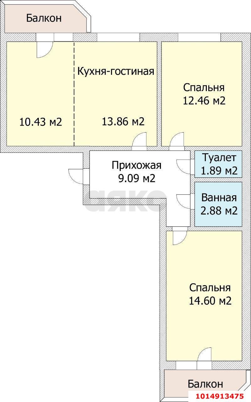 Фото №16: 2-комнатная квартира 65&nbsp;м², 2/18&nbsp;эт. - Краснодар, Прикубанский внутригородской округ, Панорама, мкр. ЖК Керченский, ул. им. Героя Сарабеева В.И., 5к3