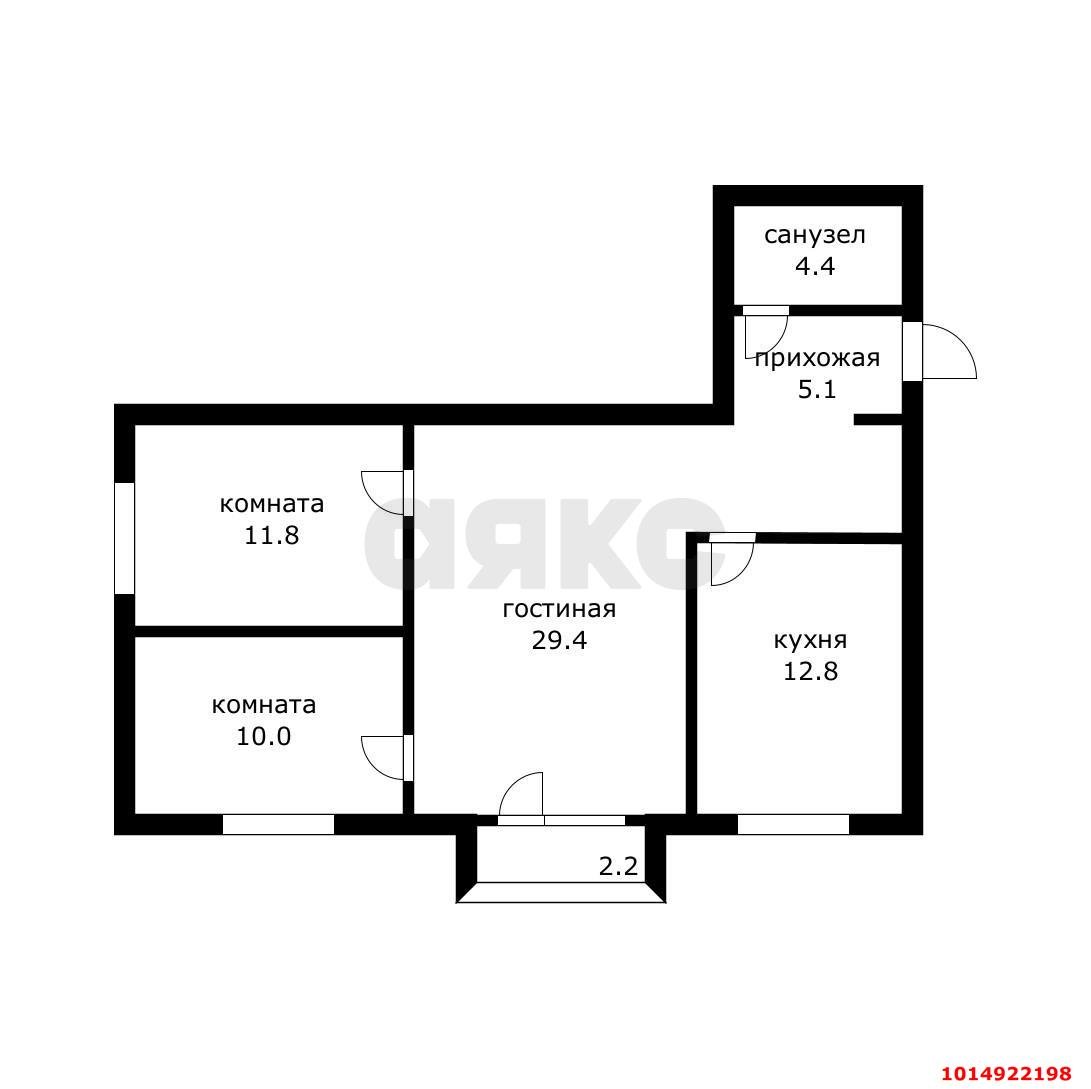 Фото №12: 3-комнатная квартира 73&nbsp;м², 2/4&nbsp;эт. - Краснодар, Карасунский внутригородской округ, ж/м Пашковский, ул. Фадеева, 29