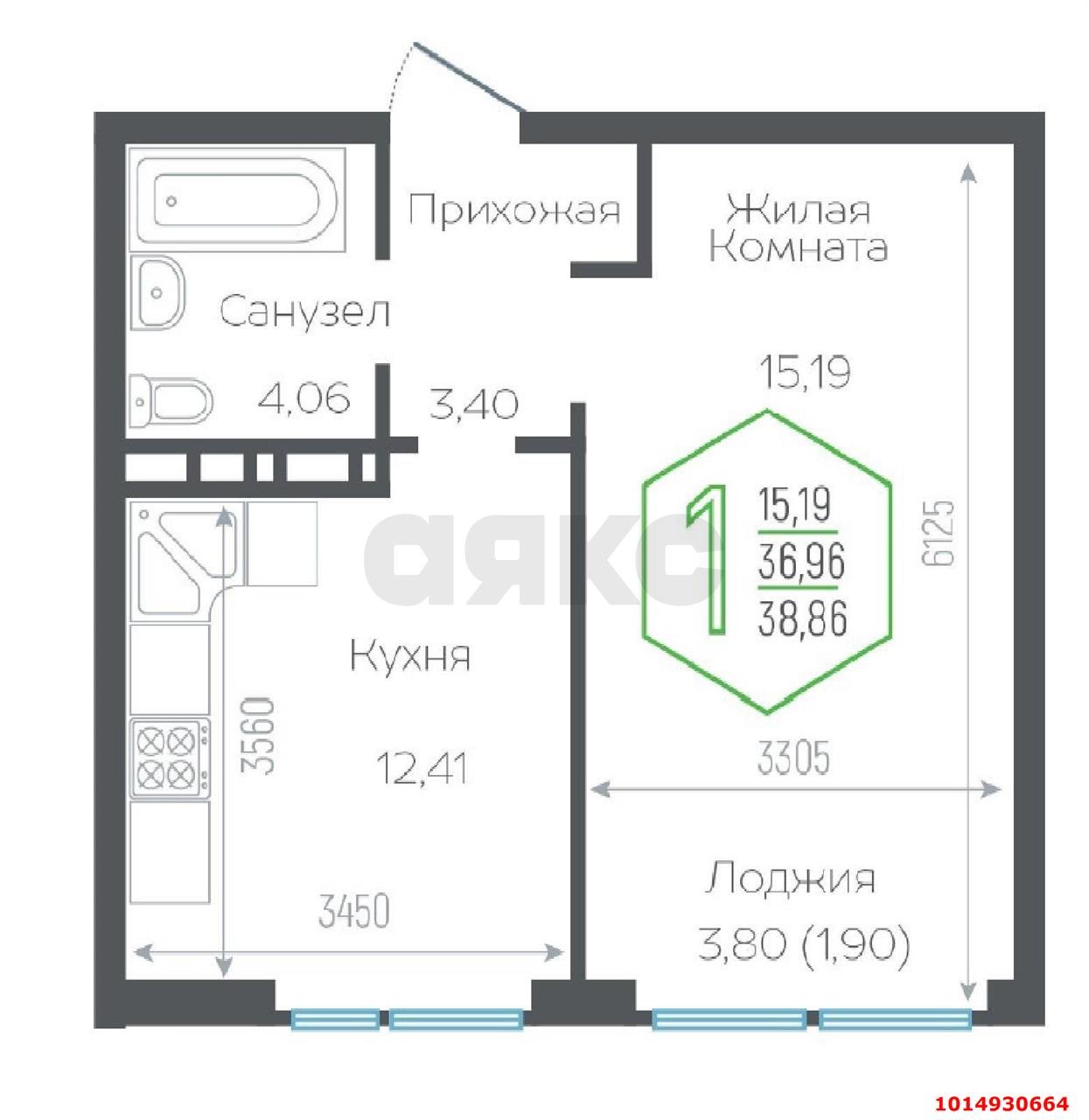 Фото №3: 1-комнатная квартира 36&nbsp;м², 10/16&nbsp;эт. - Краснодар, Центральный внутригородской округ, мкр. Черёмушки, ул. Обрывная, 132/1к26