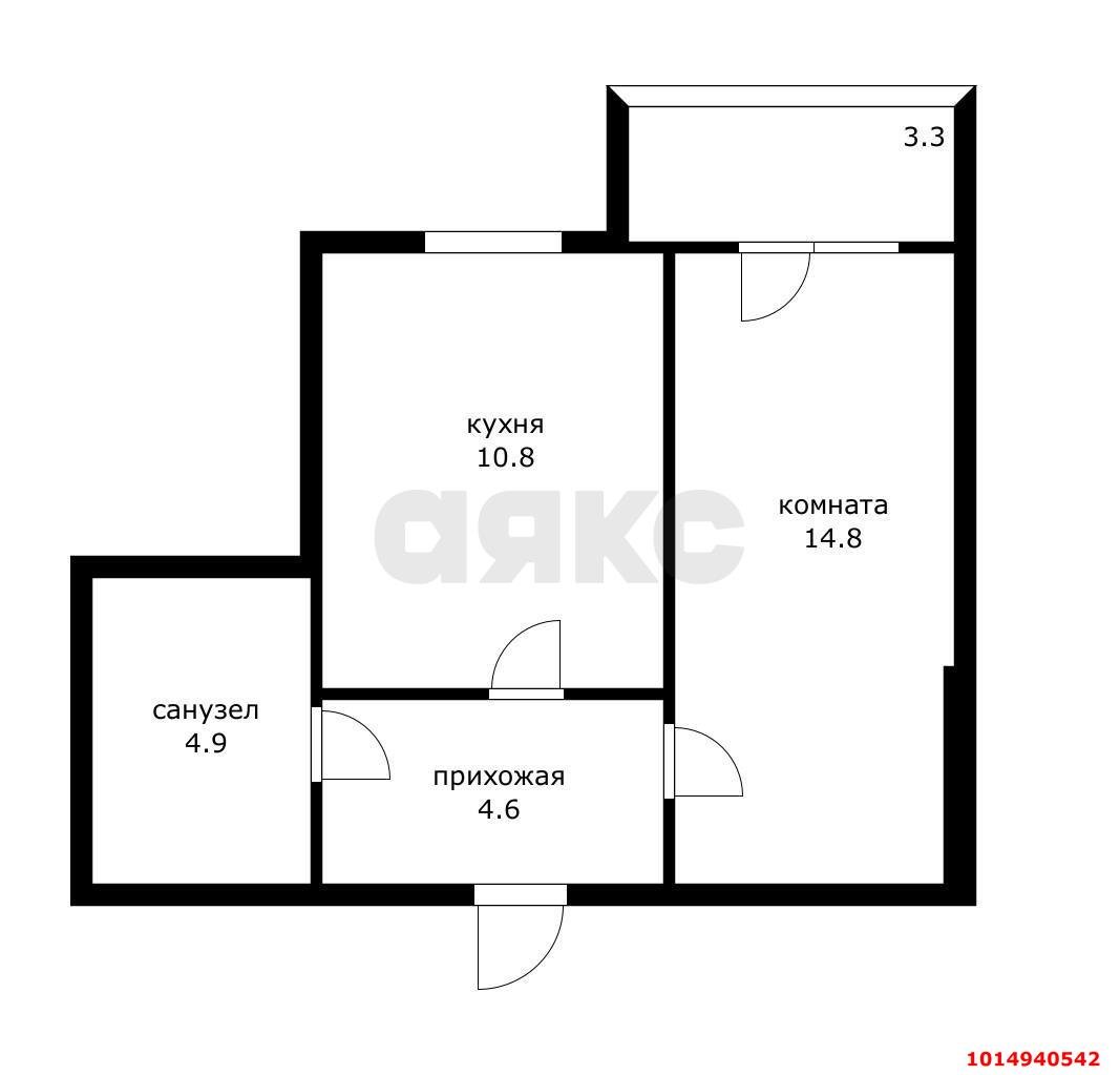 Фото №6: 1-комнатная квартира 35&nbsp;м², 3/5&nbsp;эт. - Новая Адыгея, мкр. жилой комплекс Мята, ул. Бжегокайская, 23/1Ак1