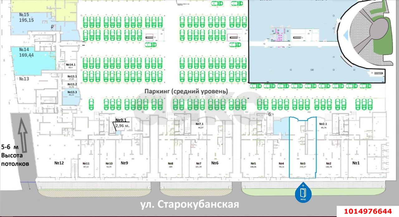 Фото №6: Торговое помещение 232&nbsp;м², 1/24&nbsp;эт. - Краснодар, Карасунский внутригородской округ, Хлопчато-бумажный Комбинат, мкр. жилой комплекс Режиссёр, ул. Уральская, 100/6