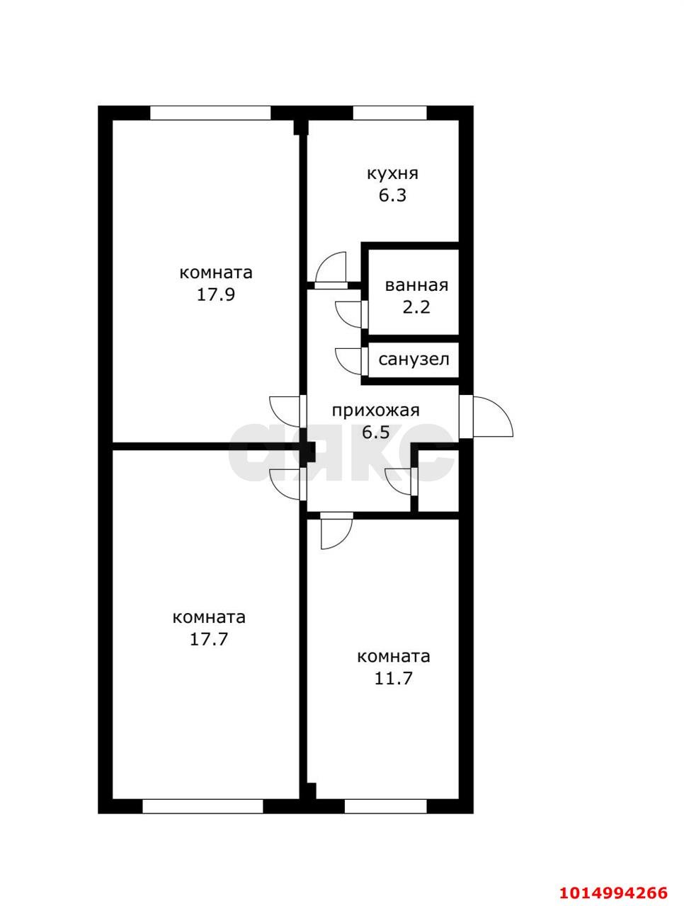 Фото №17: 3-комнатная квартира 65&nbsp;м², 1/5&nbsp;эт. - Краснодар, Прикубанский внутригородской округ, мкр. Фестивальный, ул. Гагарина, 83