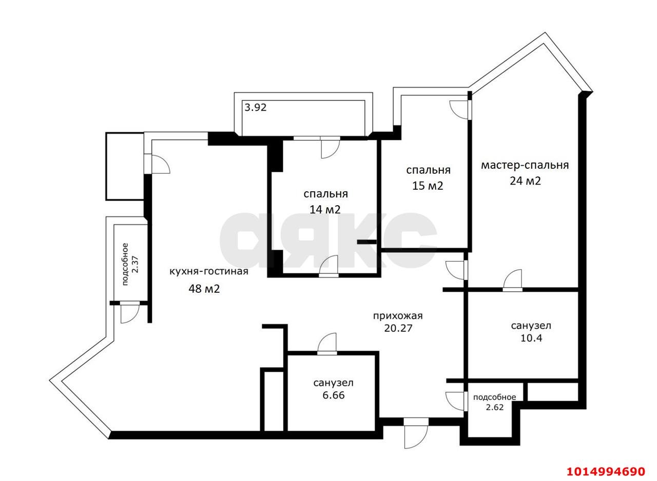 Фото №20: 3-комнатная квартира 150&nbsp;м², 23/25&nbsp;эт. - Краснодар, Прикубанский внутригородской округ, Фестивальный, Отделение № 1 совхоза Солнечный, мкр. ЖК Седьмой Континент, ул. Совхозная, 1к2
