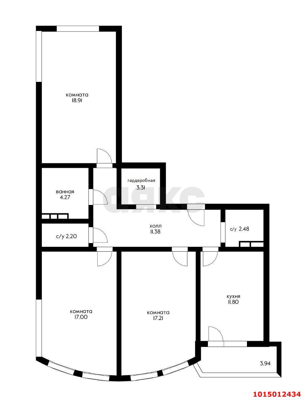 Фото №8: 3-комнатная квартира 90&nbsp;м², 10/16&nbsp;эт. - Краснодар, Карасунский внутригородской округ, Хлопчато-бумажный Комбинат, мкр. ЖК Альфа, ул. Уральская, 100
