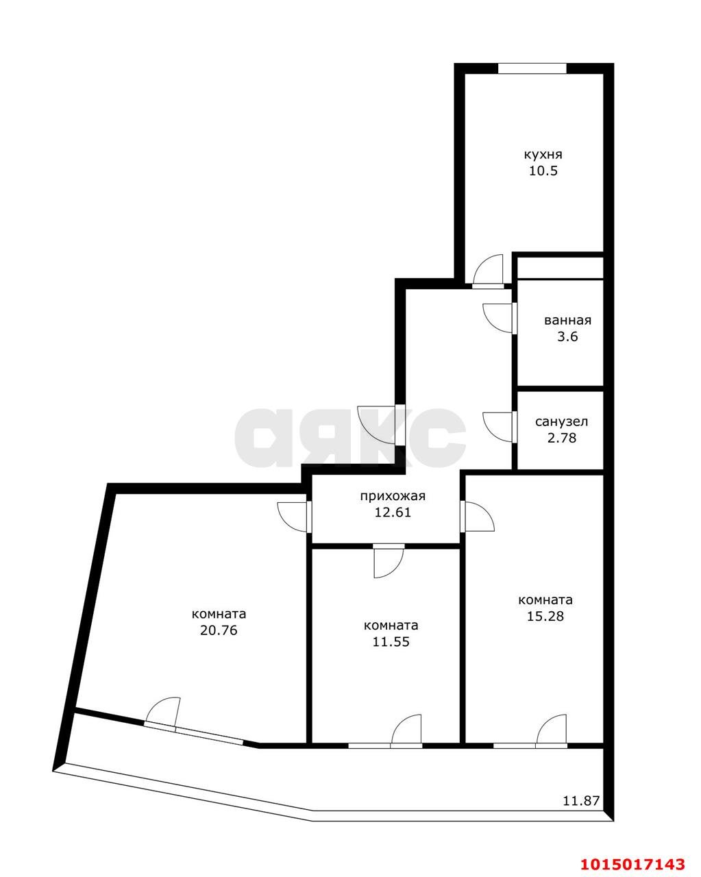 Фото №15: 3-комнатная квартира 87&nbsp;м², 24/24&nbsp;эт. - Краснодар, Центральный внутригородской округ, Черёмушки, мкр. ЖК Фонтаны, ул. Воронежская, 47/11